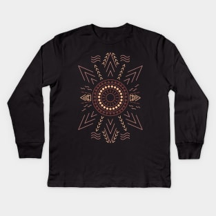 Boho Sun Tribal Design Kids Long Sleeve T-Shirt